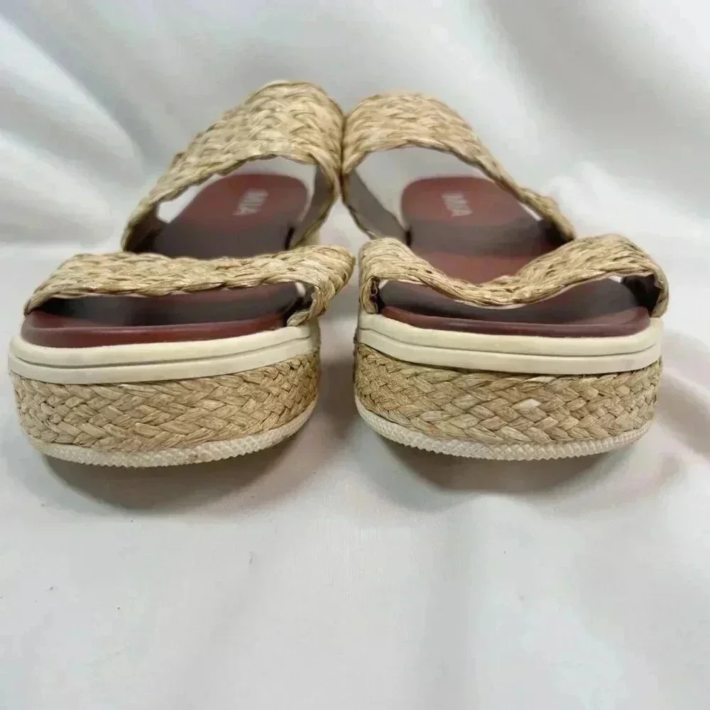 MIA Cami Size 9.5 Sandal Raffia Natural Neutral Platform Double Band